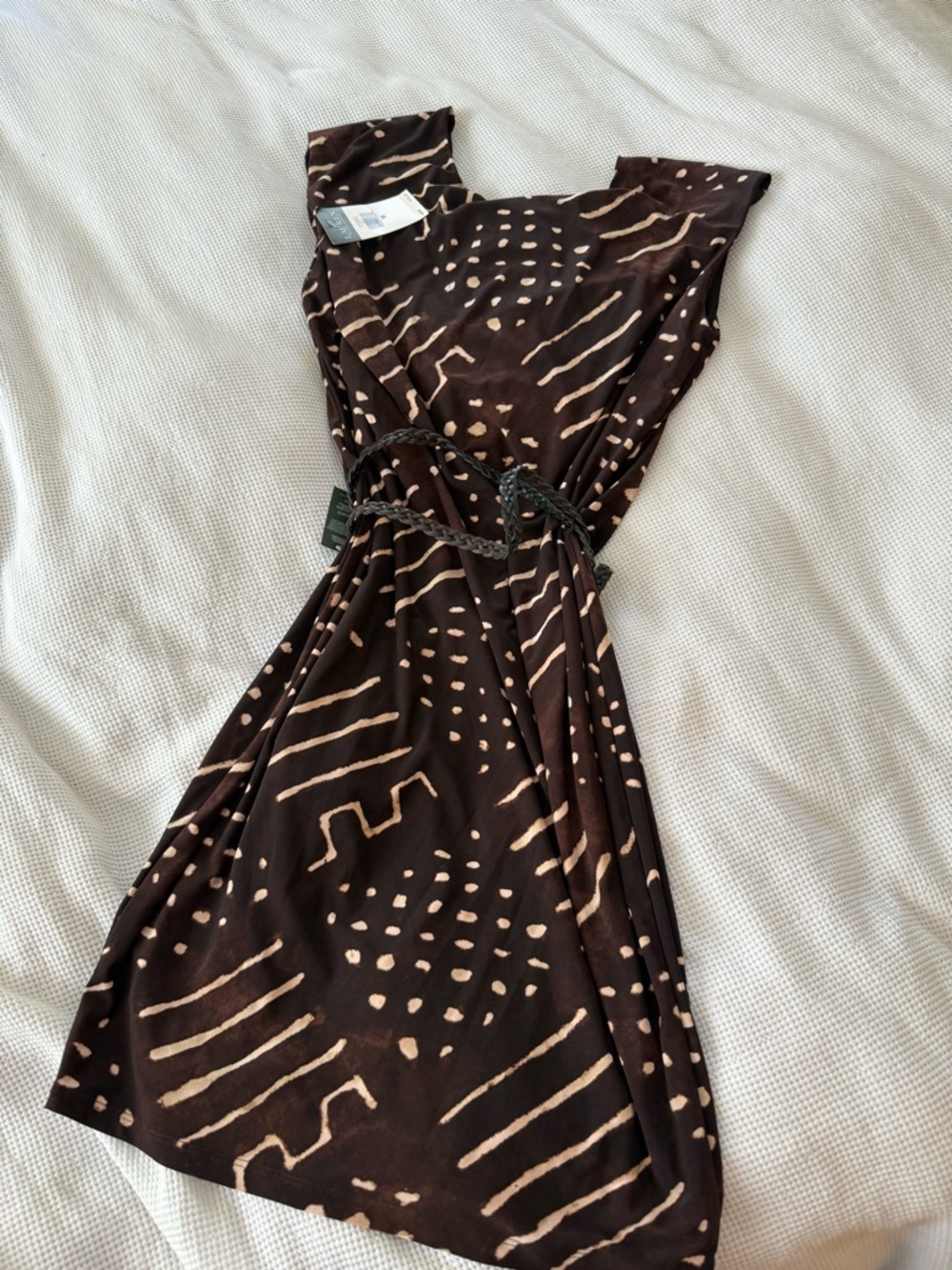 Ralph Lauren Brown Printed Cap-Sleeve Mini Dress - Picture 8 of 8